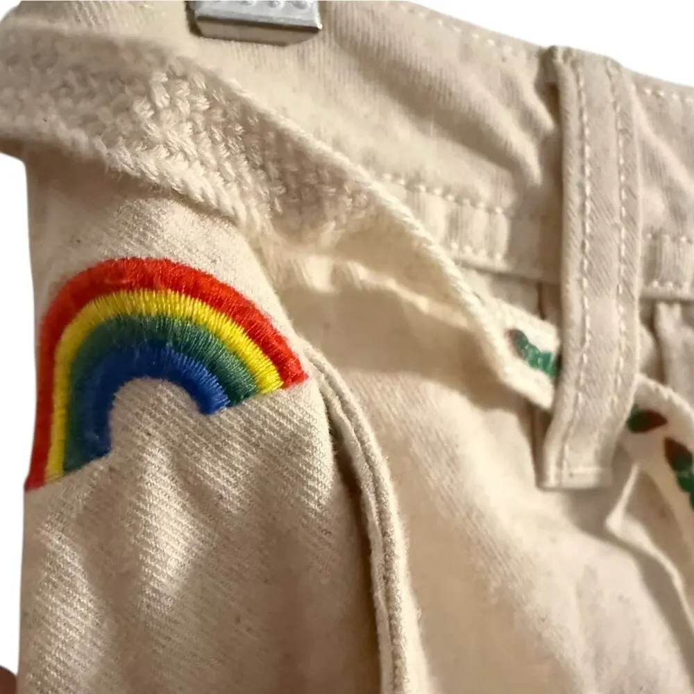 VANS Anaheim Sidewall Shorts w/ rainbow embroidery & strawberry belt Size 26